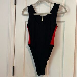 Emma & Sam black and red body suit. Size L